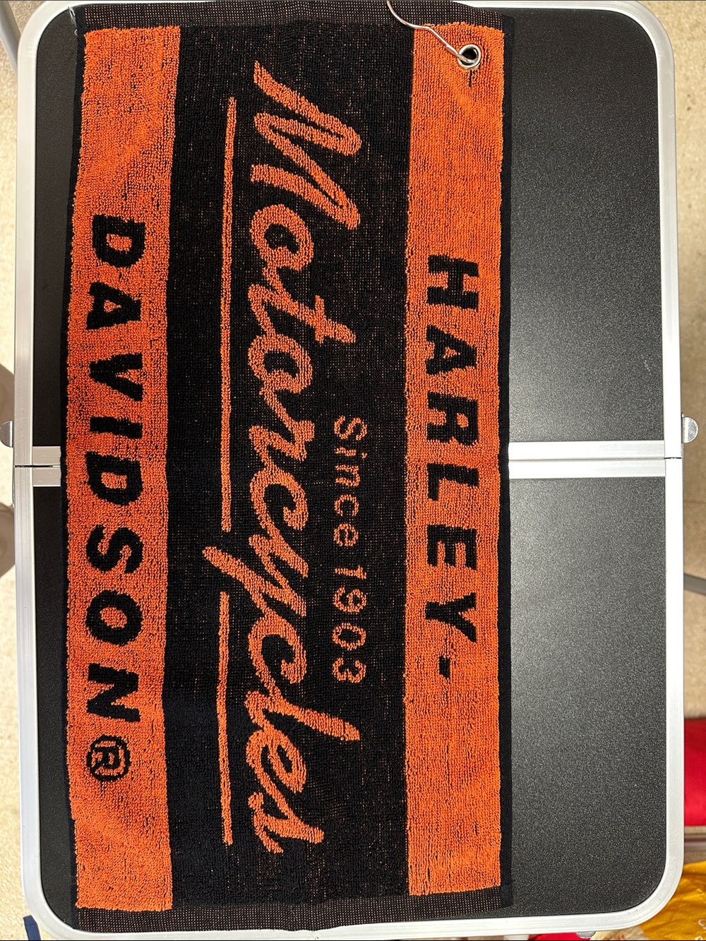Harley-Davidson Orange and Black Motorcycles Logo Hand Towel